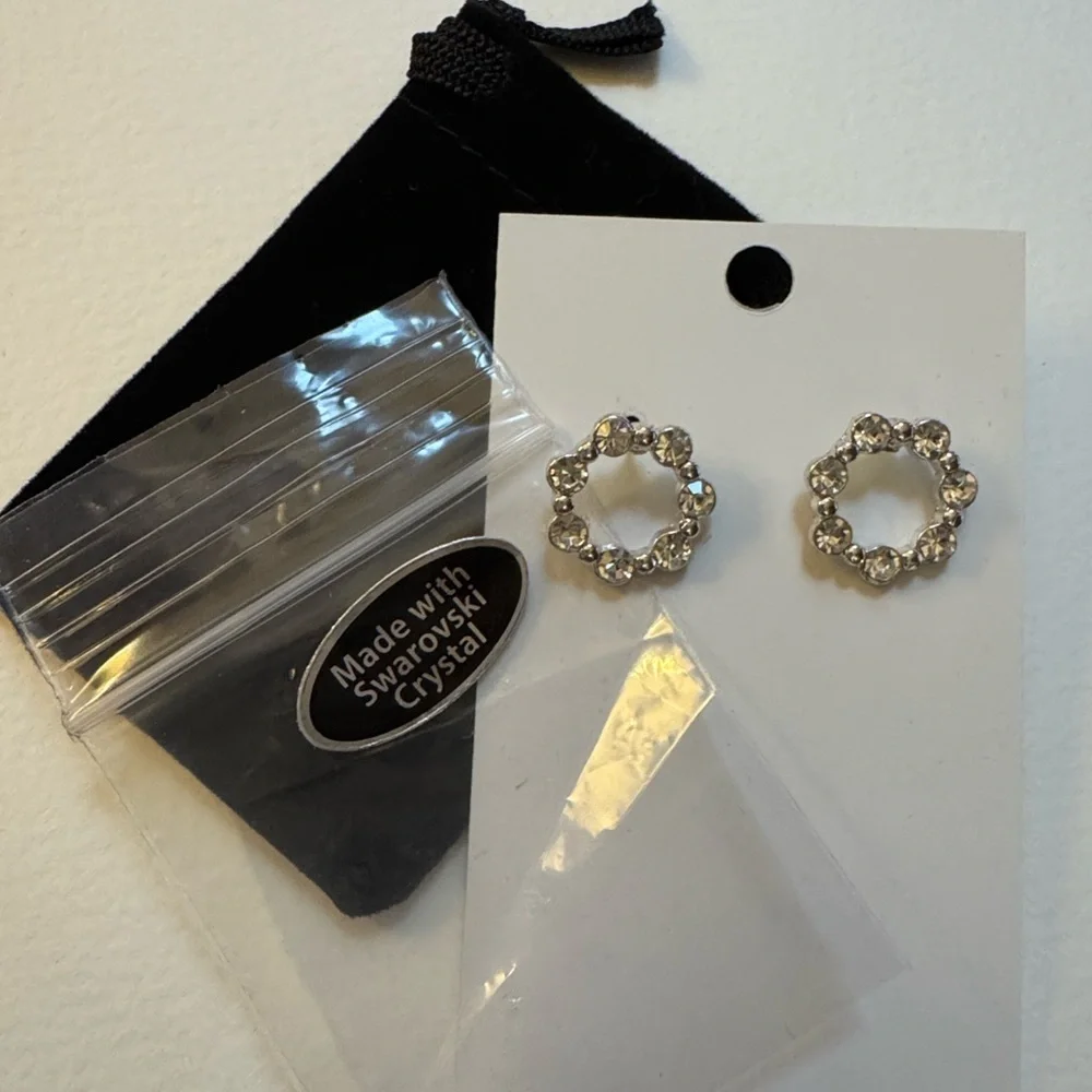 NEW SWAROVSKI Elegant Silver Crystal Post Earrings - Picture 3 of 4